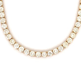 12PT- 25.00CT. Tennis Necklace 14K Yellow Gold (4 Prong) - White Carat - USA